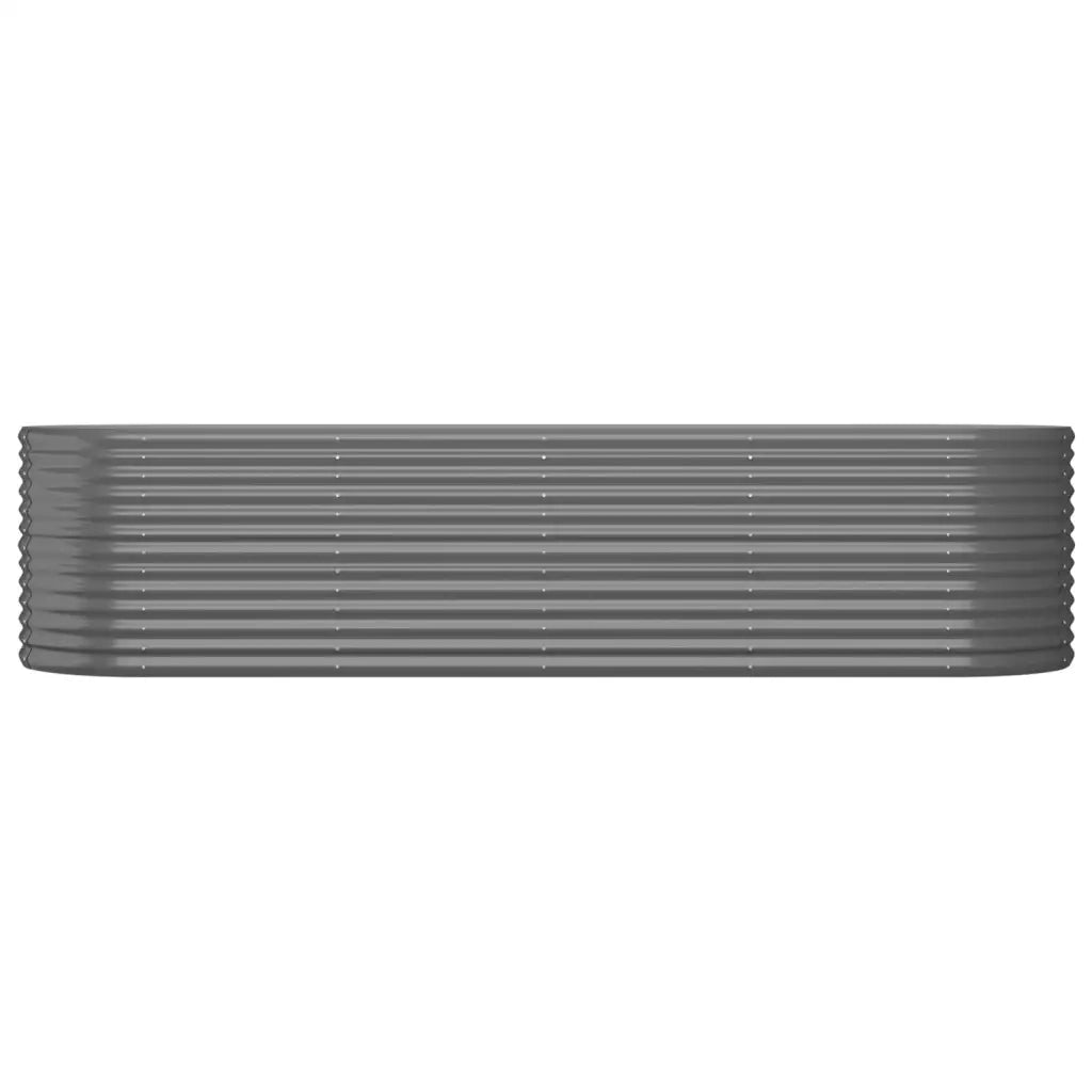Aiuola ovale rialzata 296 x 80 x 68 cm resistente alle intemperie atmosfera accogliente acciaio zincato grigio 02_0046573