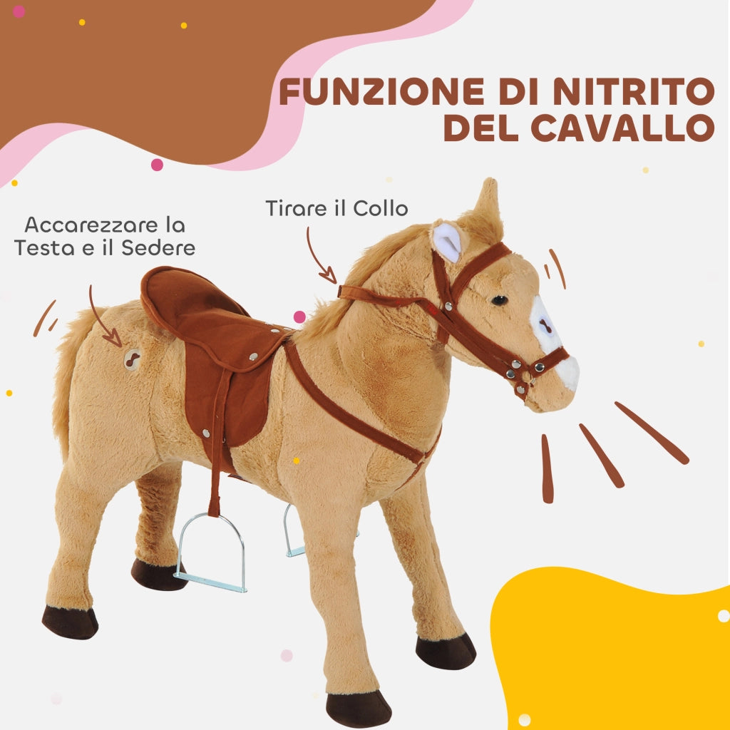 Cavallo Giocattolo con Sella e Suoni ¨C Minimal ¨C 85x28x60 cm Beige