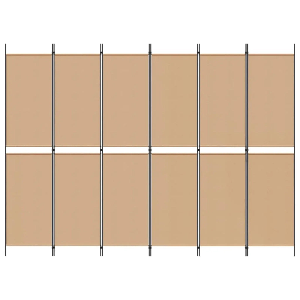 Divisore per Stanza a 6 Pannelli Beige 300 x 220 cm Tessuto 42039226