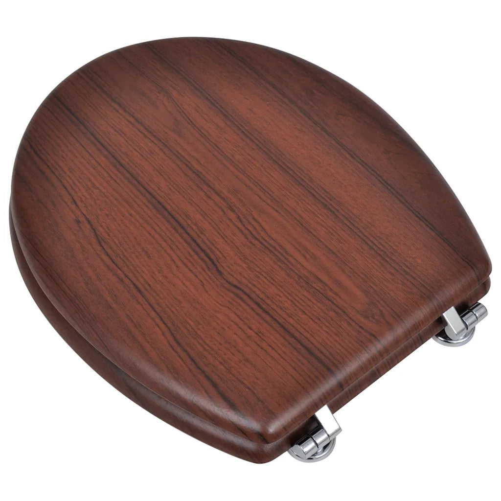 Sedile WC MDF con Coperchio Design Semplice Marrone 140803