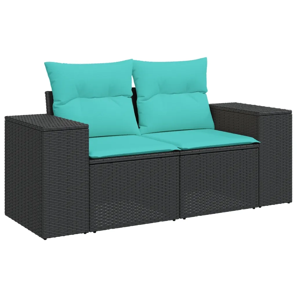 Set Divani da Giardino 10 pz con Cuscini Nero in Polyrattan 3223066