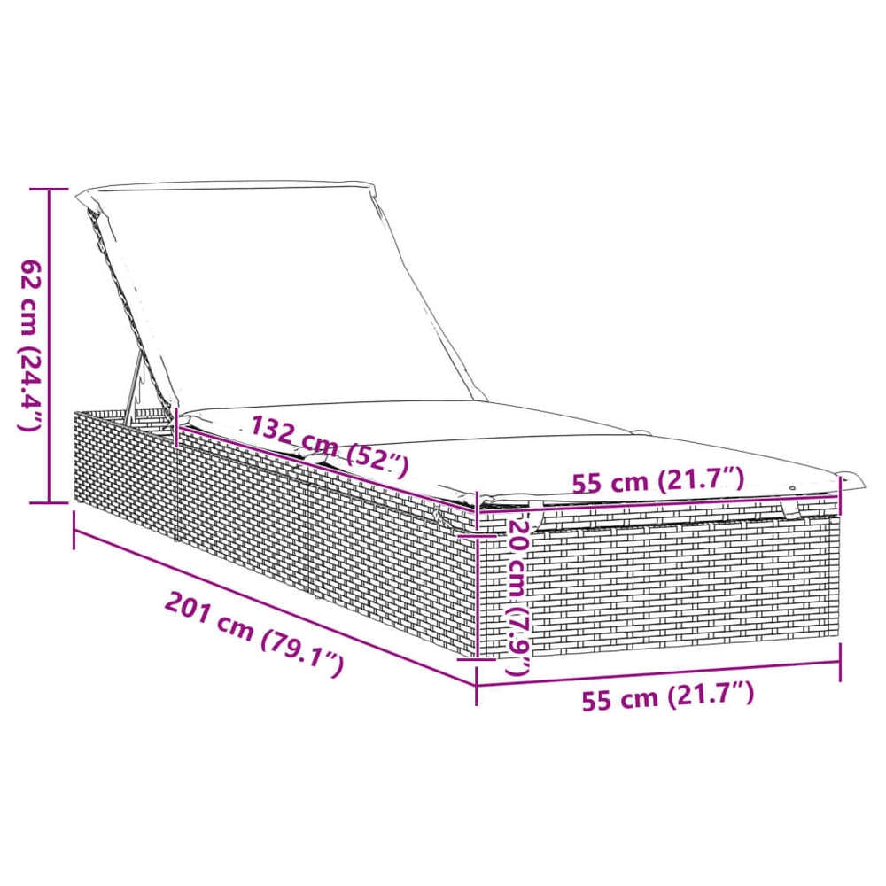 Sun Loungers (2 Pieces) With Table, Black Poly Rattan