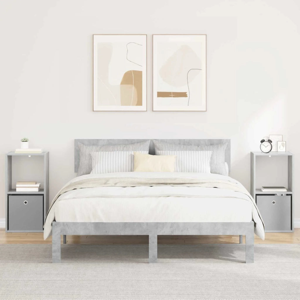 Comodino con cassetto 2 pcs Grigio cemento 35 x 32 x 68,5 cm 8000635