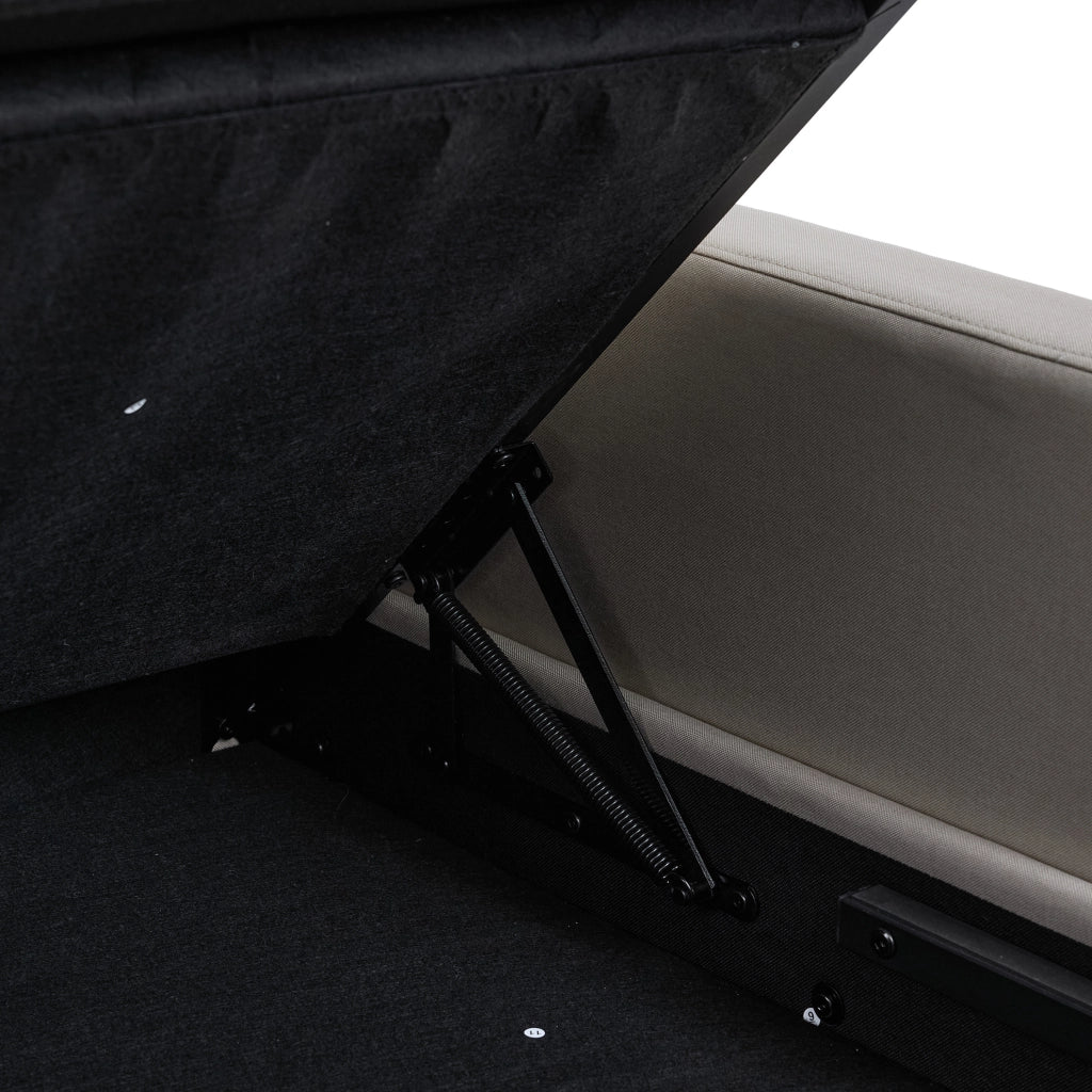 Divano angolare con chaise longue reversibile e contenitori; 212 × 130 × 86 cm; beige