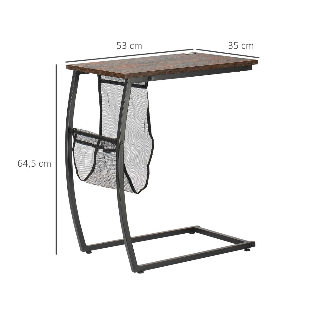 Tavolino da salotto con ripiano e tasche ¨C Minimal ¨C Marrone 53x35x64,5 cm