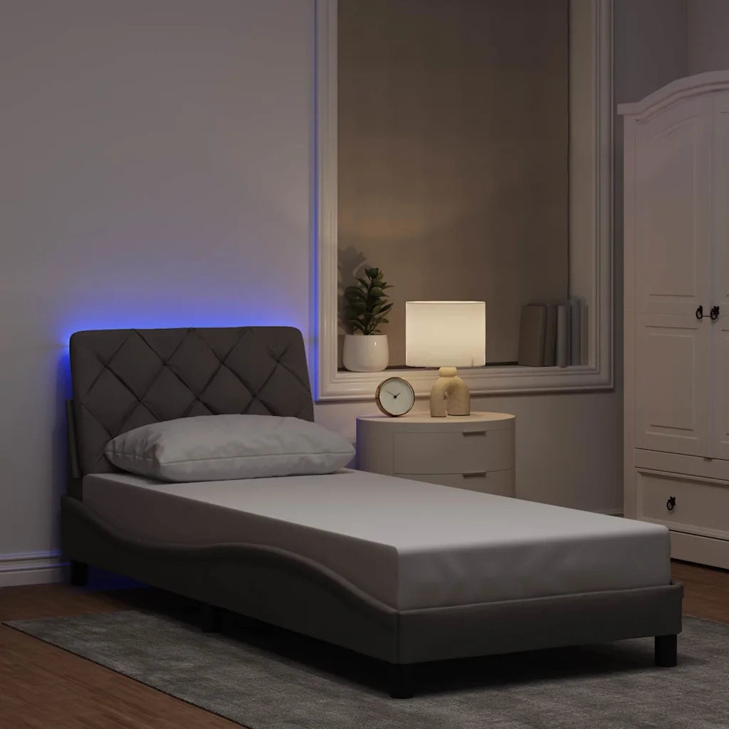 Giroletto con LED senza Materasso Tortora 90x190 cm Tessuto