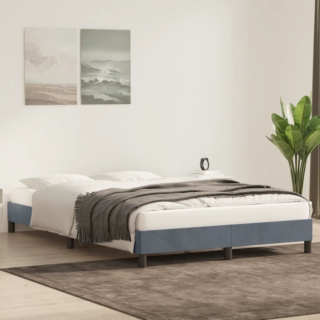 Giroletto senza Materasso-Struttura Letto Grigio Scuro 160x220 cm Velluto
