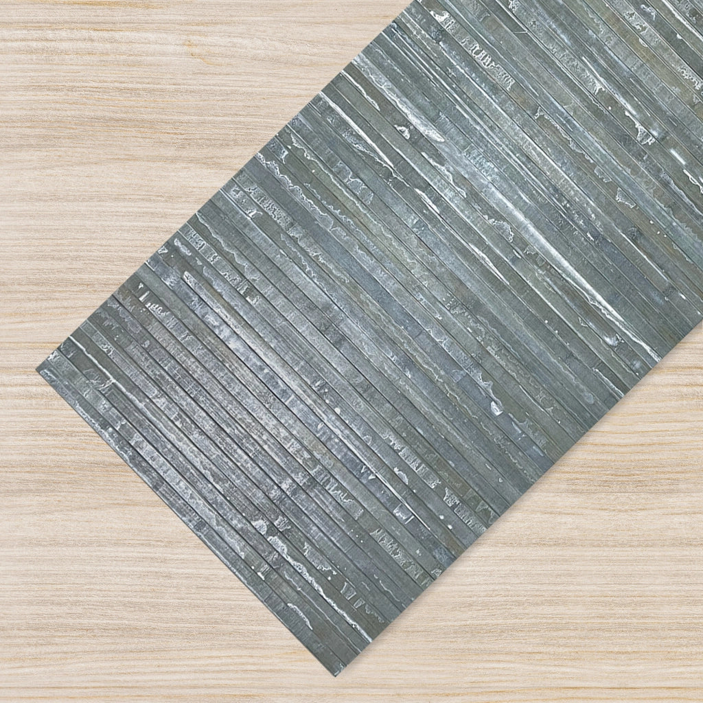 Tappeto Passatoia In Vero Bamboo Tappeto Cucina Ingresso In Legno Antiscivolo Aderente Lavabile E Antimacchia Tagliabile  - Grigio - 50x150 cm