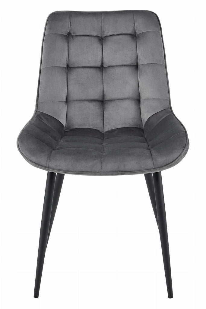 Sedia VALORA BERA - Velluto grigio scuro con gambe nere x 2