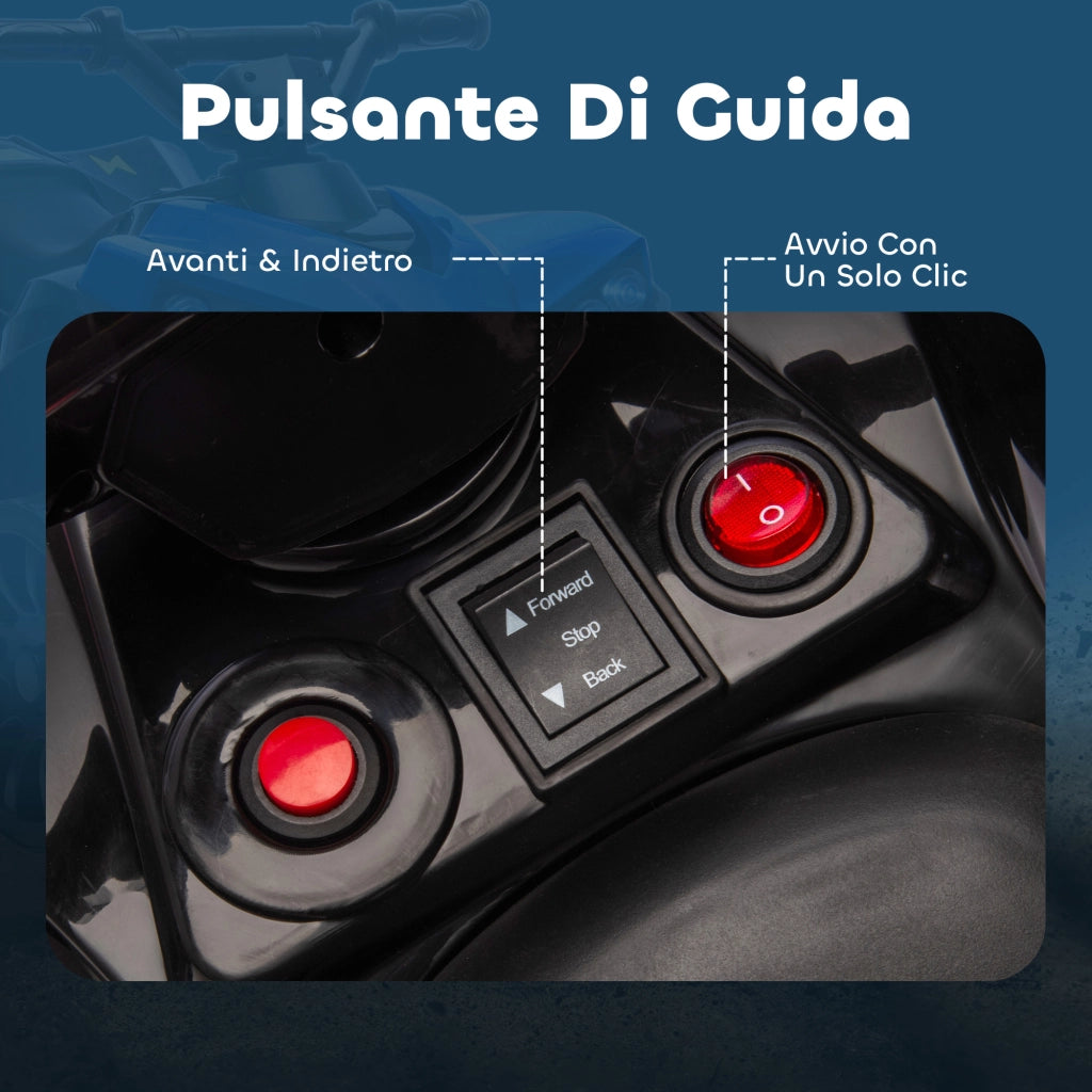 Quad Elettrico Bambini 6V ¨C Xylo ¨C Blu con Fari LED e Musica 3-6 Anni