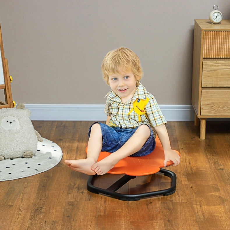 Sedia girevole sensoriale ULEVR per bambini 55x55x26 cm, in plastica arancione con base antiscivolo
