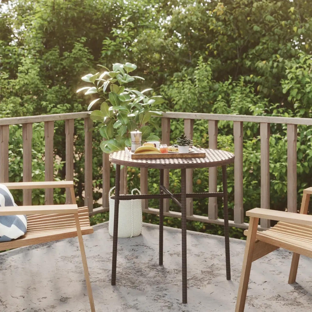 Tavolino da Giardino | Tavolino da T¨¨ Marrone 45 cm in Polyrattan