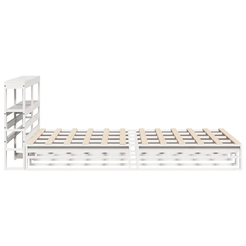 Giroletto con Testiera Bianco 150x200 cm Legno Massello di Pino 3306499