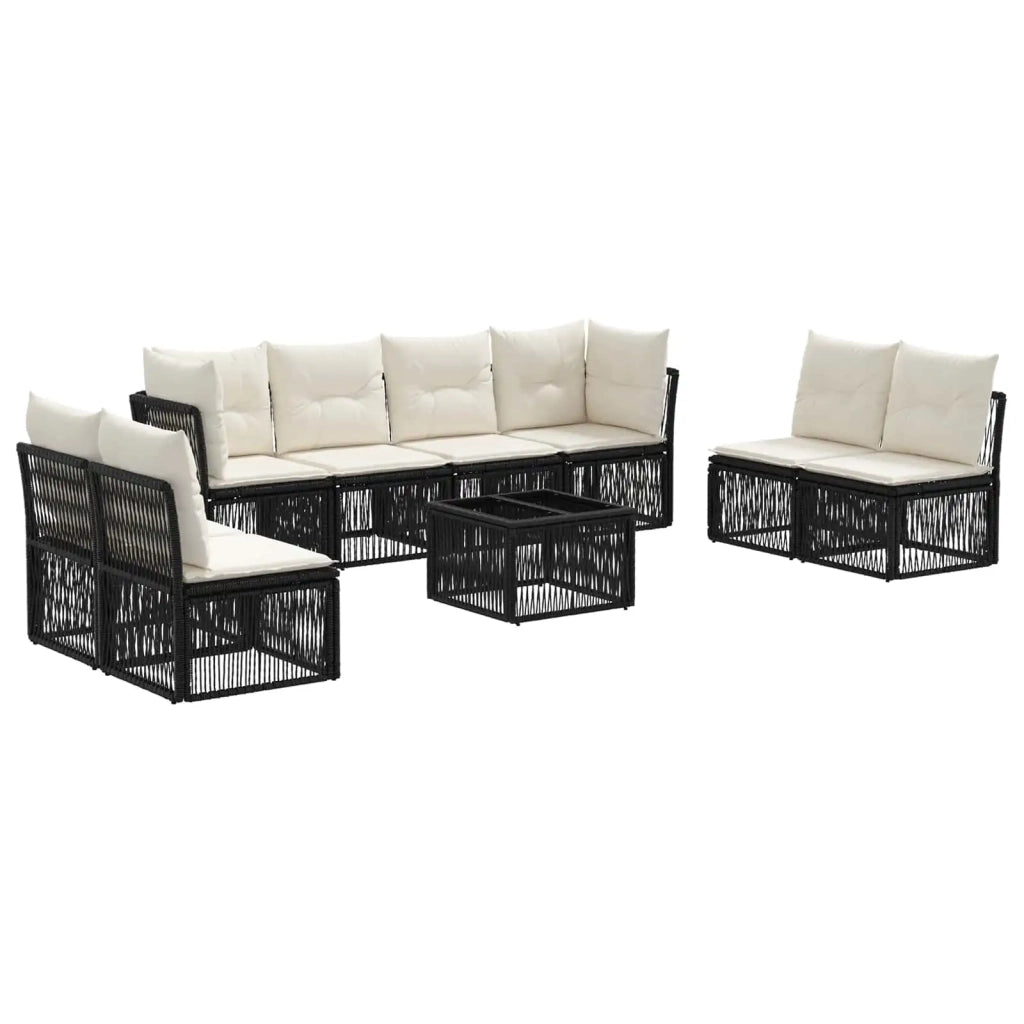 Set Divano da Giardino 9 pz Nero polyrattan 3434173