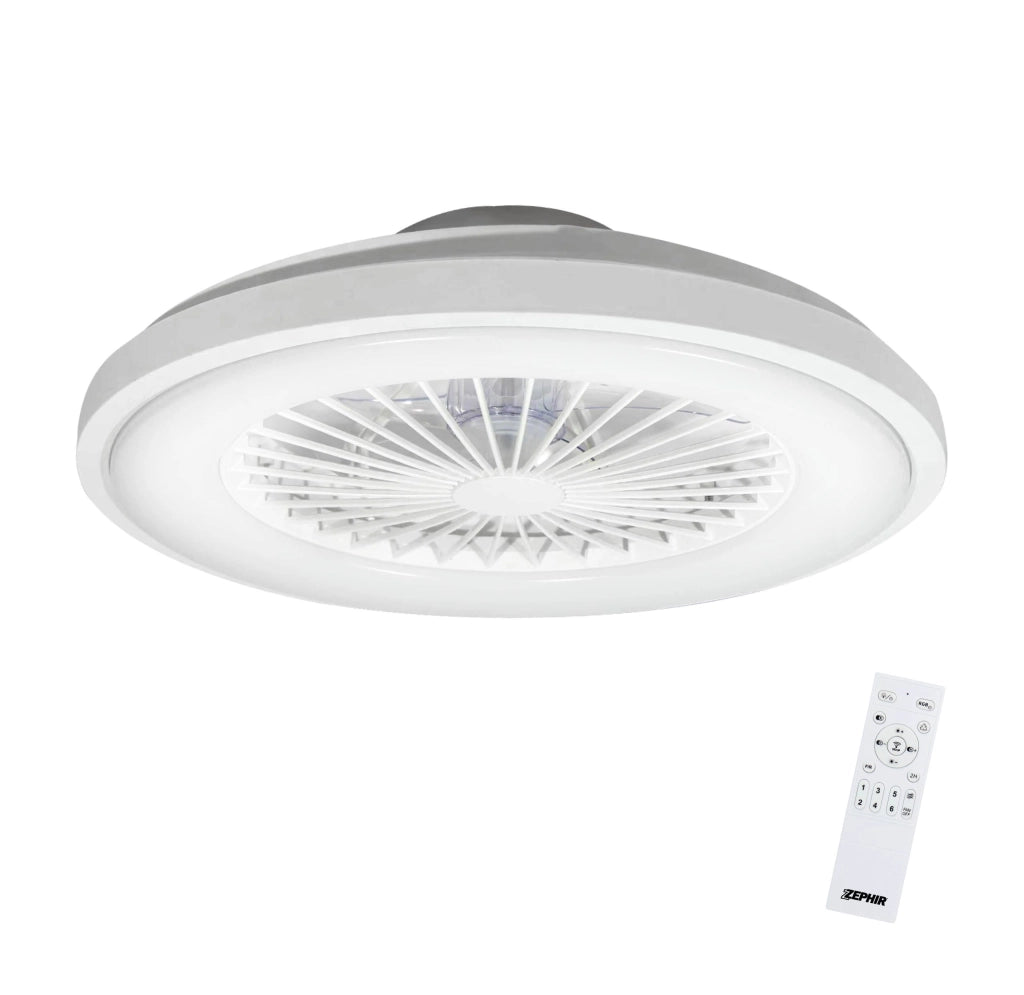 Ventilatore Plafoniera LED Zephir ZVP6 con Luce CCT Dimmerabile 3400 Lumen, Motore DC, Telecomando e Funzione Estate/Inverno