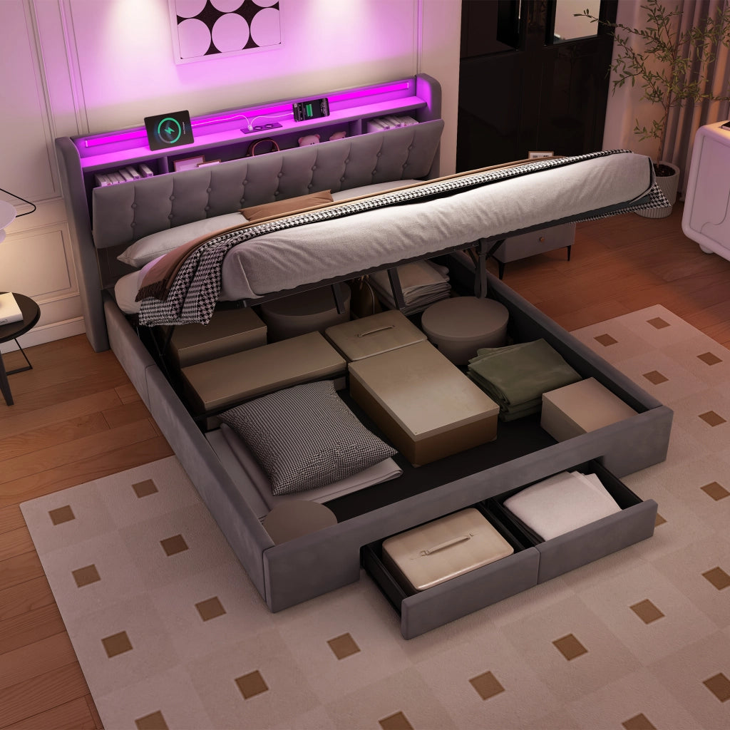 Letto contenitore 180x200 cm, colore grigio