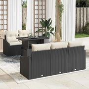 Set Divano da Giardino 6 pcs Nero e crema polyrattan