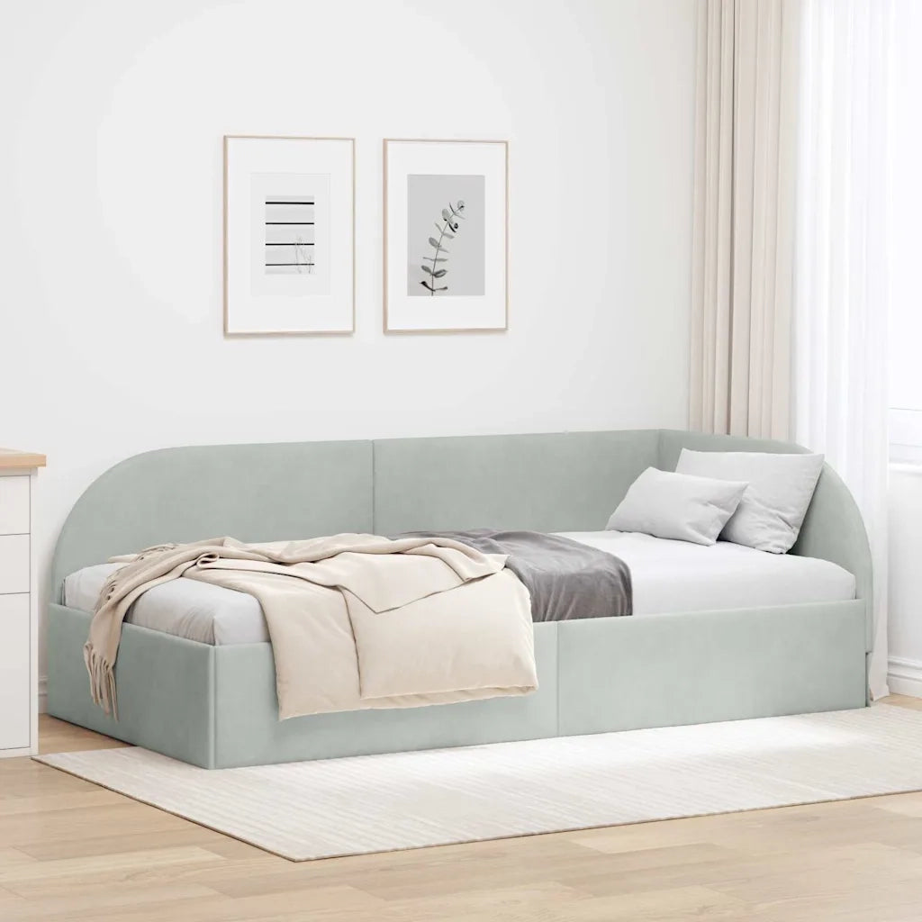 Cornice del letto ad angolo Grigio chiaro 90 cm x 190 cm