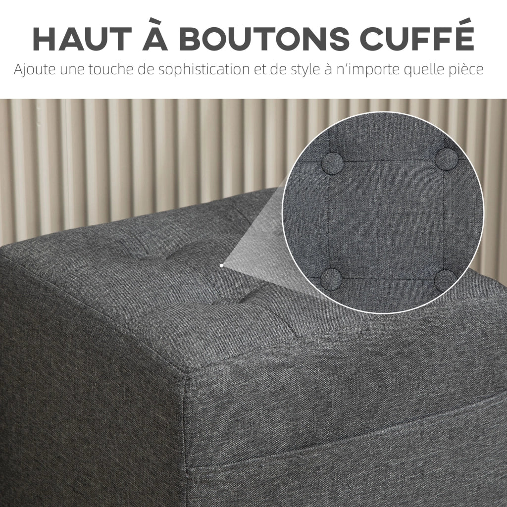 Pouf imbottito con tasche laterali ¨C Minimal ¨C Grigio 35x35x35 cm