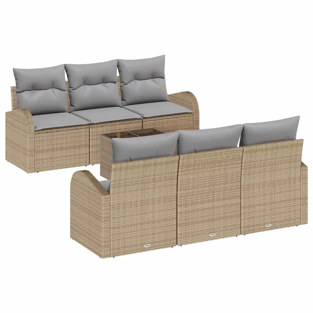 Set Divano da Giardino 7 pcs Beige e grigio polyrattan
