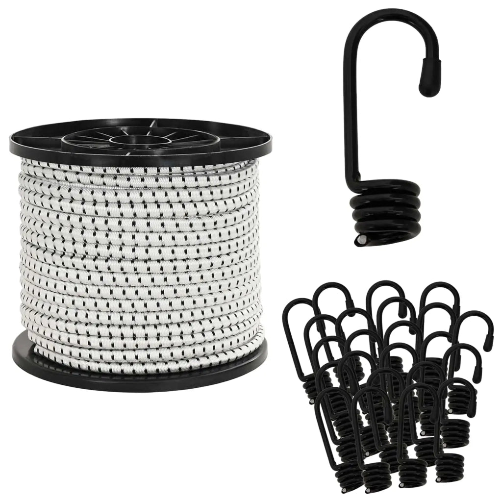 Corde Bungee con Ganci 10 mm Nero e Bianco PP e gomma 42047676