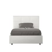 BS COM Letto una piazza e mezza con rete imbottito 130x210 similpelle bianco