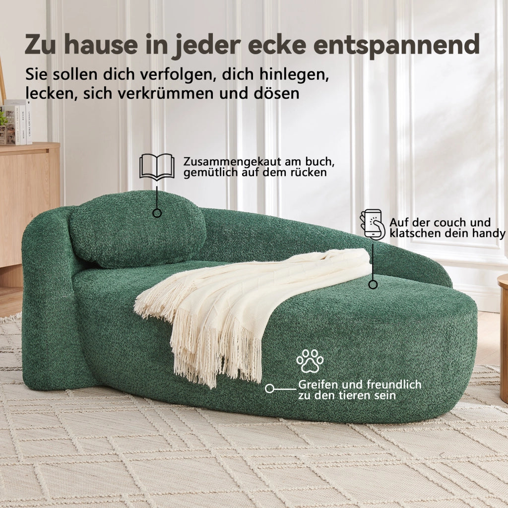 Divano Sofa Morbido Velluto Verde con Cuscini ¨C MINIMAL ¨C Tessuto Teddy