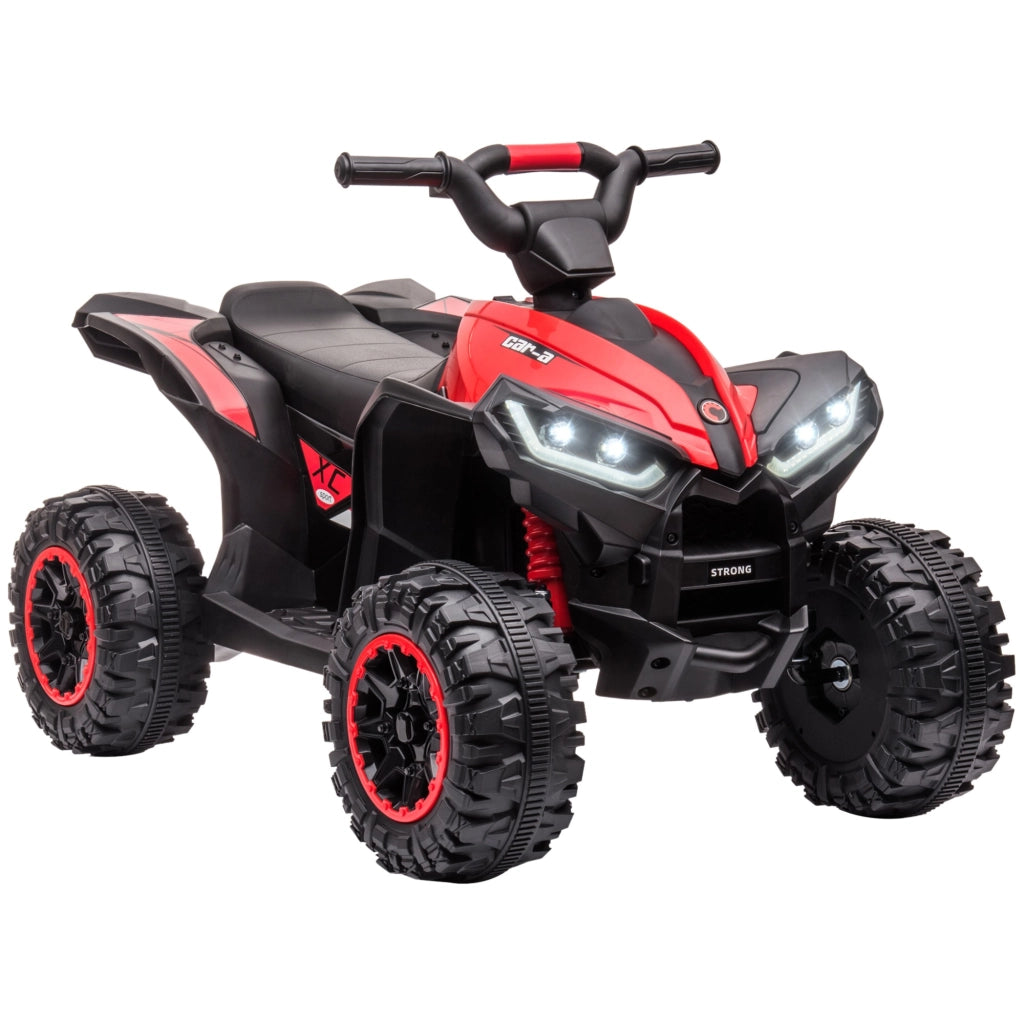 EasyComfort Quad Elettrico per Bambini 12V, 2 Velocità, Ruote Larghe con Clacson e Fari LED, Età 3-5 Anni, Rosso