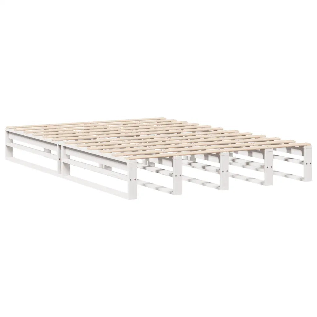 Giroletto con Testiera Bianco 150x200 cm Legno Massello di Pino 3306499