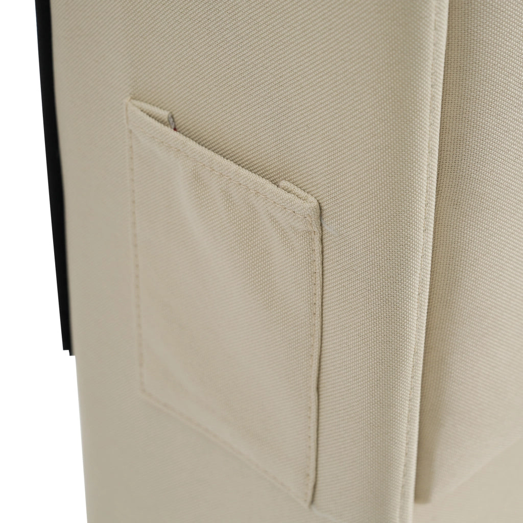 Letto contenitore 140x190 cm con LED a 360°, testiera con USB e USB-C, lino beige