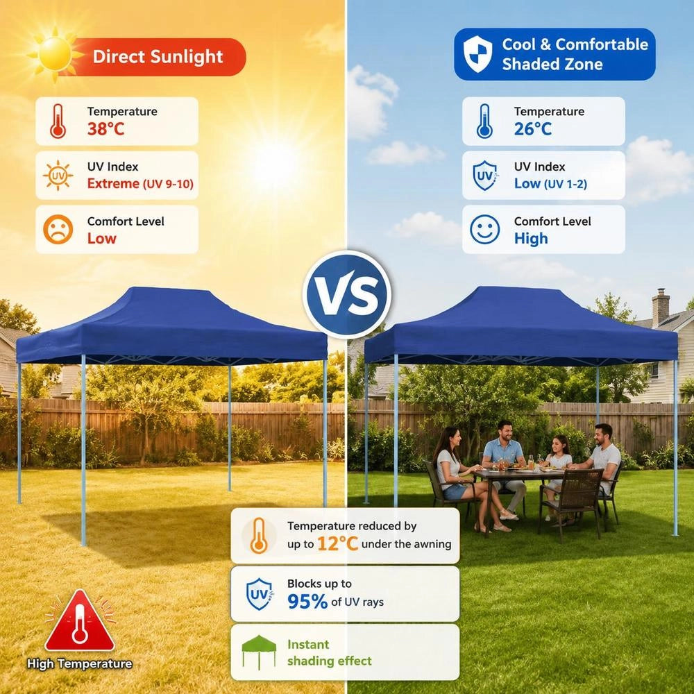 Professional Foldable Party Tent, 3x4 M, Steel, Blue