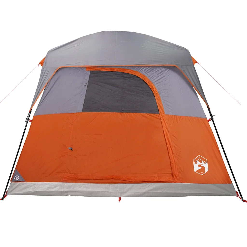 Tenda da Campeggio a Cabina 4 Persone-Tenda per Escursionismo Arancione Impermeabile