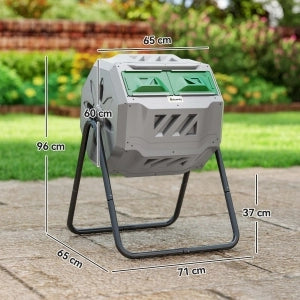 COMPOSTER 160L a 2 camere in acciaio grigio