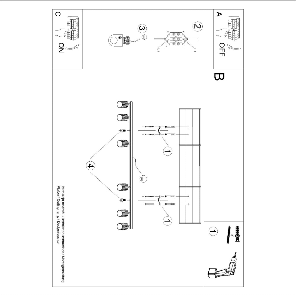 Lampada da soffitto KARBON 6L beige