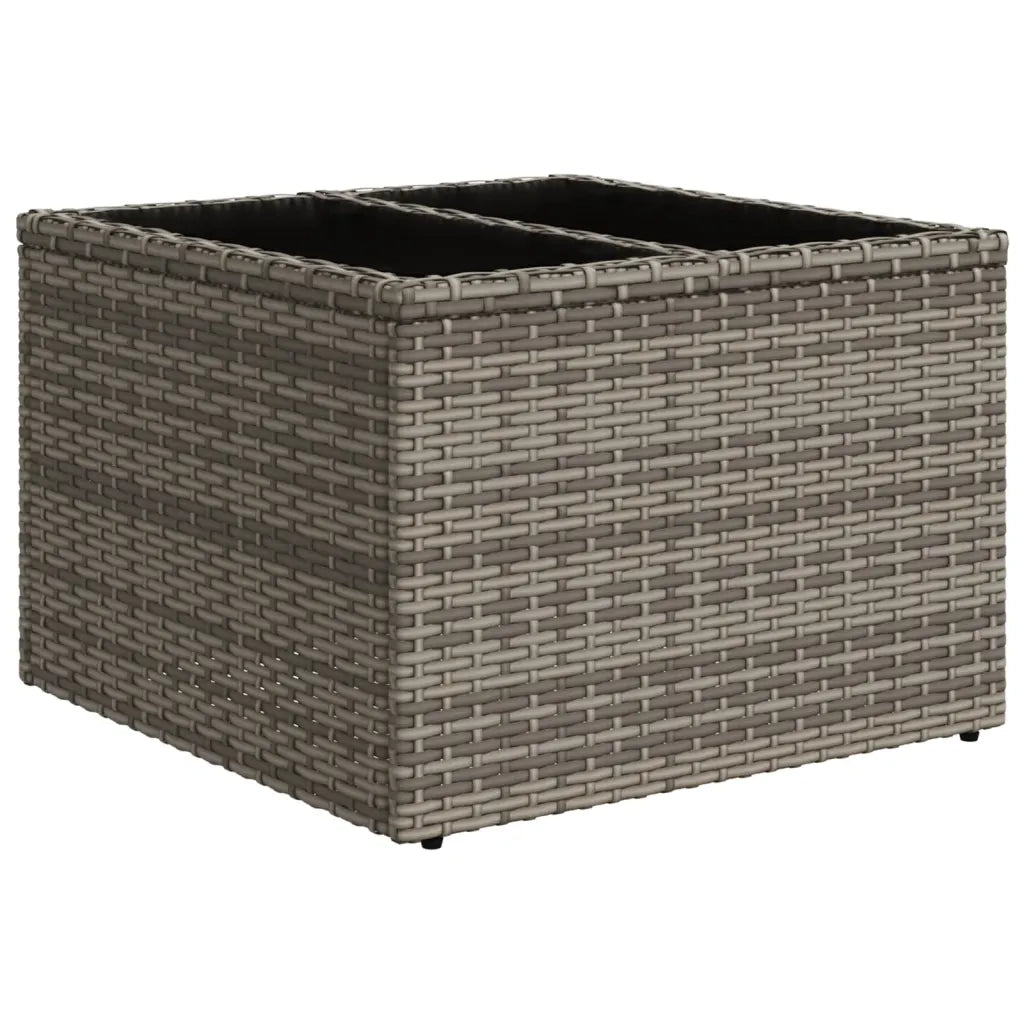 Tavolo da Giardino Piano in Vetro Grigio 55x55x37 cm Polyrattan 366120