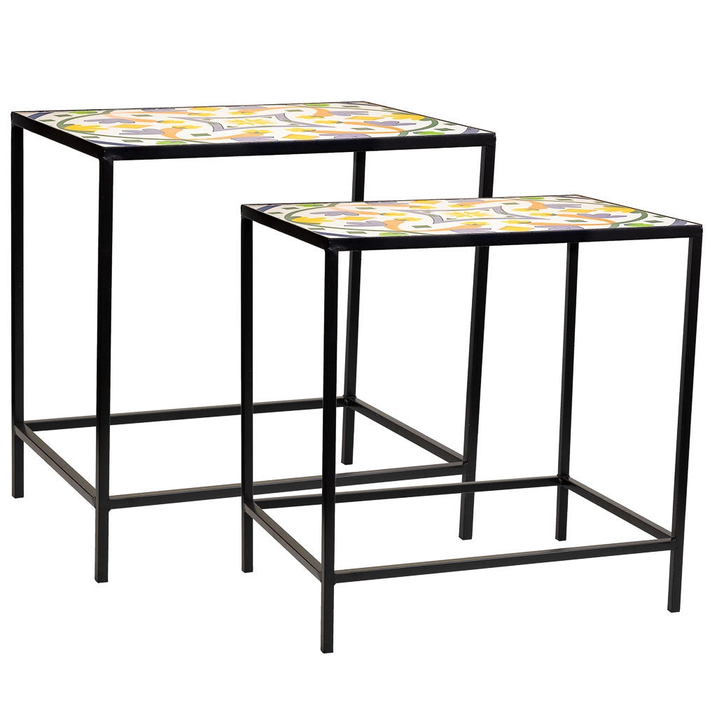 Set di 2 supporti in mosaico nero e metallo
