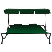 Lettino Prendisole con Baldacchino e Cuscini Verde 313522