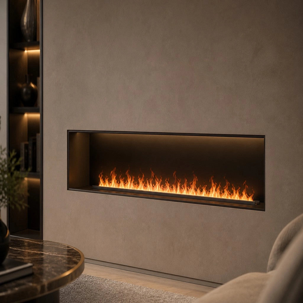 Camino Elettrico a Vapore Acqueo con Fiamme 3D con Bruciatore a Incasso 150x22,7x17,8 cm VAPOR3D150 Telecomando e APP in