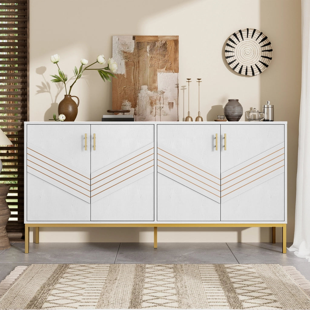 MADIA 4 ANTE 160x40x80,5 cm MDF Bianco e effetto legno