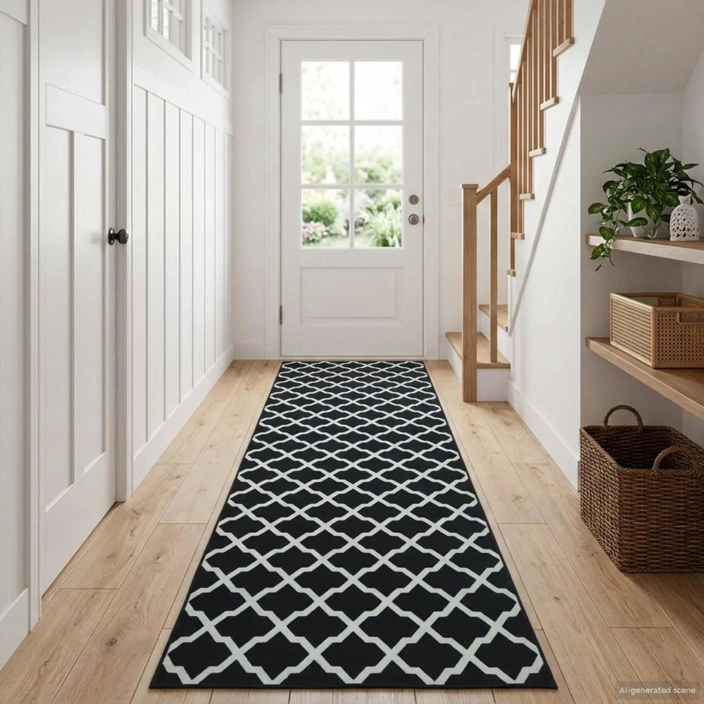Runner Tappeto LESAKA Nero e bianco 80 x 100 cm 42045367