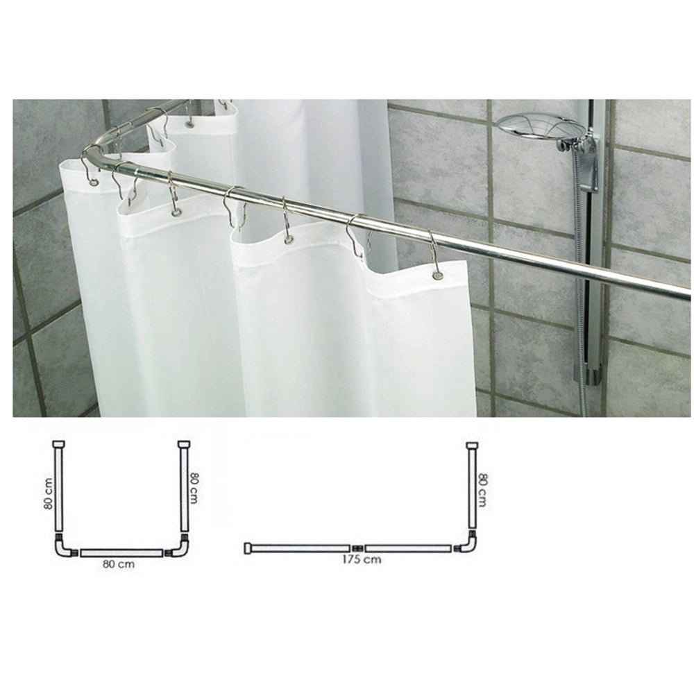 Trade Shop - Supporto Tenda Doccia In Acciaio Grigio Bagno 90x90x90 Bastone Asta Telaio Curvo -