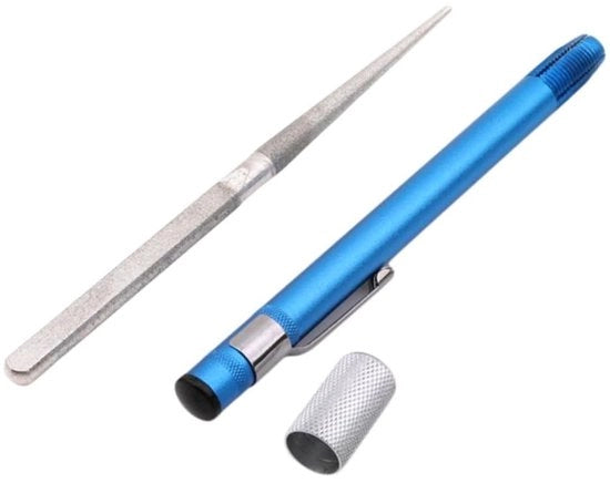 ONF3 - Smerigliatrice portatile per lame - Penna smerigliatrice con diamante - Design ergonomico - Blu - Smerigliatura di coltelli da cucina e da pesca - Adatta per lame con lama a lama.