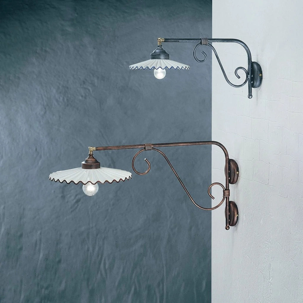 Applique Classica L&aposAquila Metallo E Ceramica Nero Sfumato Rame 1 Luce E27