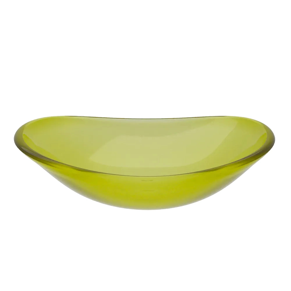 Lavabo da appoggio in vetro trasparente 54x35x15,5 cm color verde | Aurea