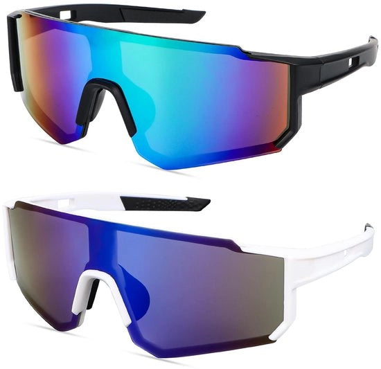 Sportzonnebrille Gepolarizzata - Occhiali da Ciclismo Uomo/Donna - Protezione UV400 - Impermeabile - Occhiali di Sicurezza - 2 Pezzi - Materiale PC di Alta Qualità