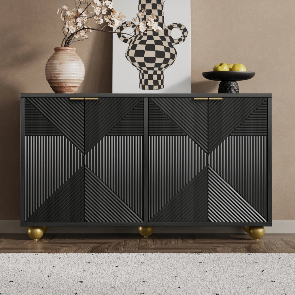 Credenza con ripiani regolabili in MDF nero