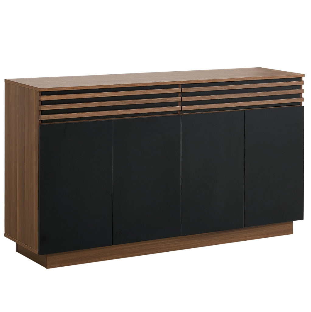 Sideboard moderno in MDF 150x40x85 cm nero e marrone