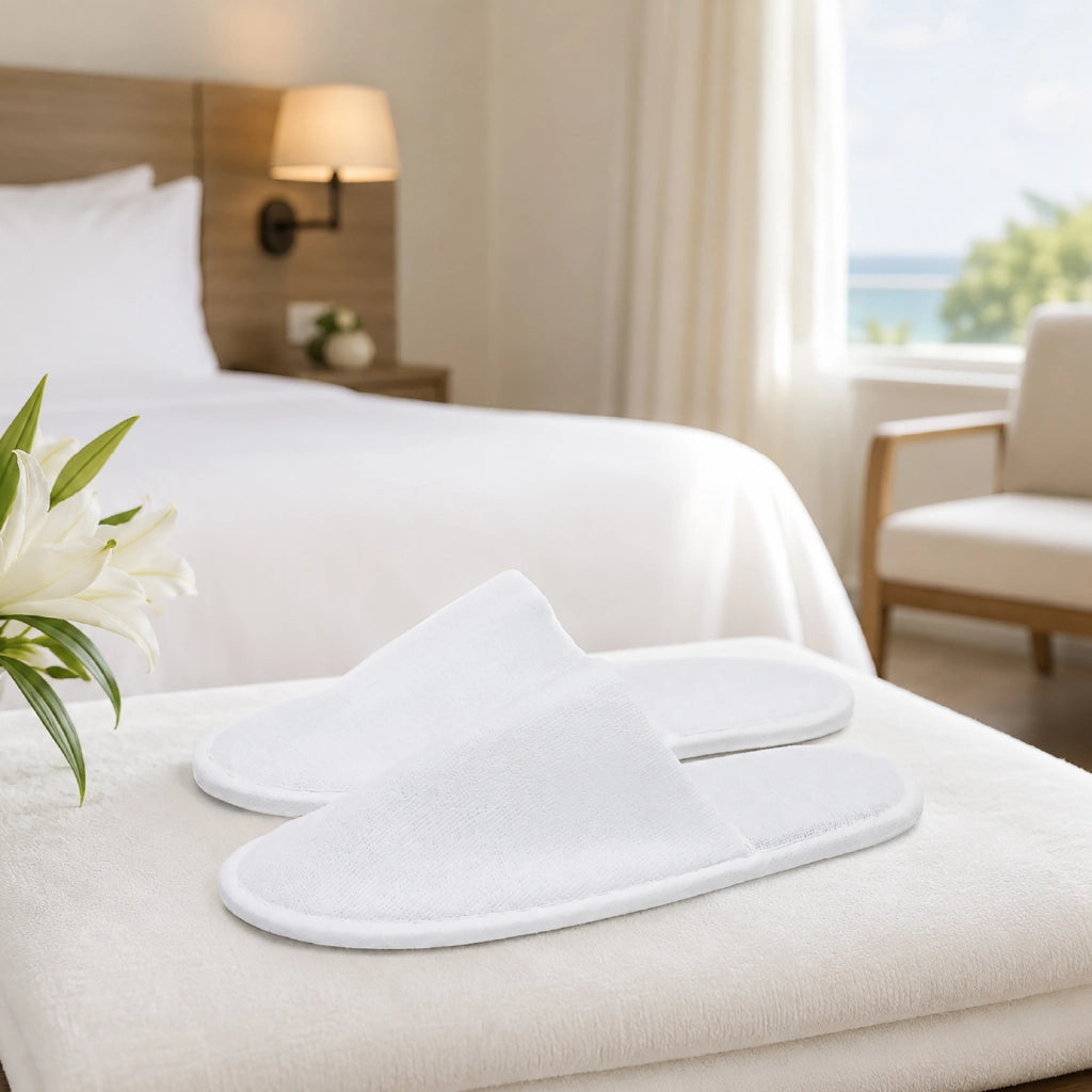 100 Paia Ciabatte Hotel Bianche Unisex Taglia Unica, Pantofole Ospiti Morbide con Suola Antiscivolo, Ciabattine per Hotel B&B SPA Case Vacanza e Strutture Ricettive