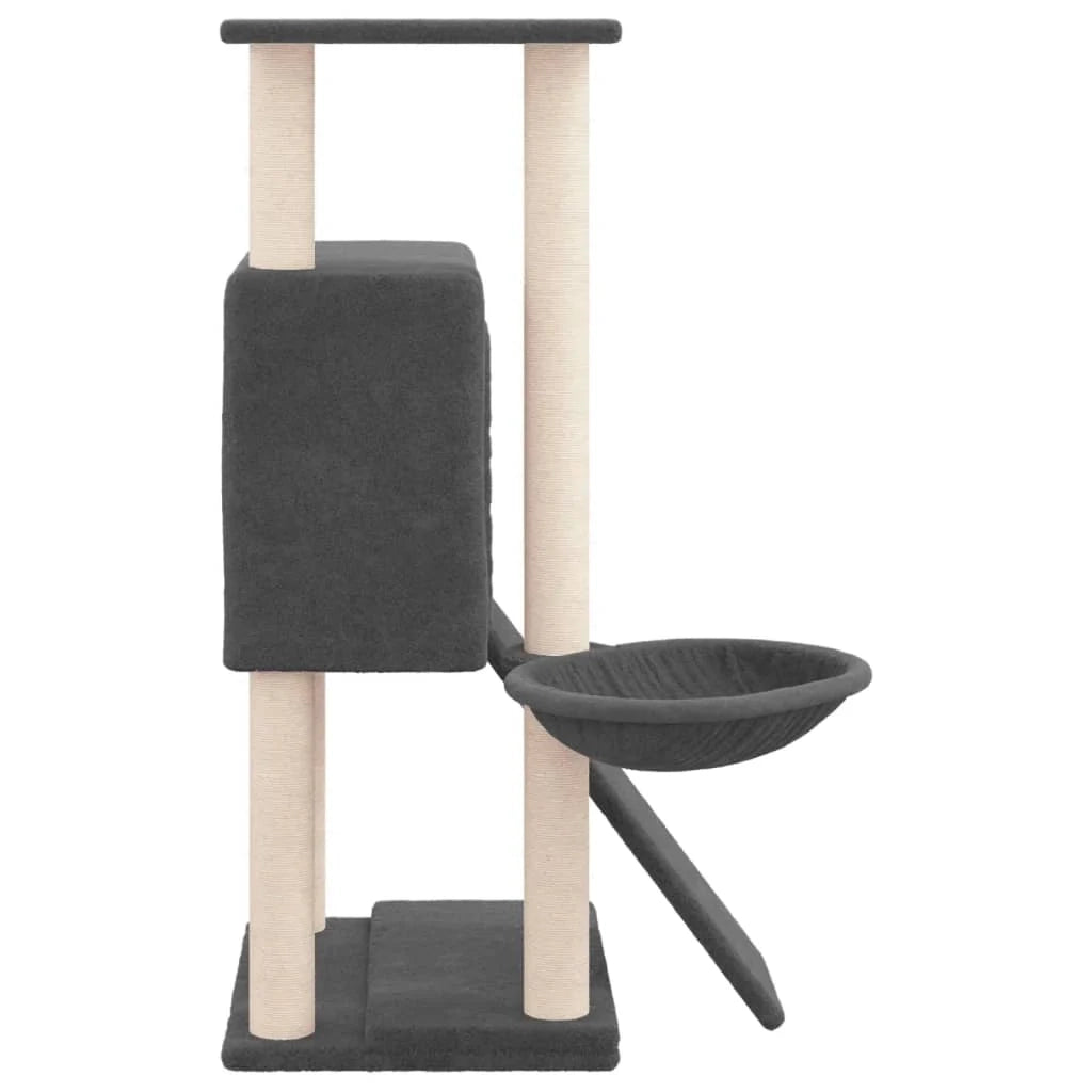 Tiragraffi per gatti torre per arrampicata giocattolo piattaforma per arrampicata con tiragraffi in sisal scuro 96 cm grigio 02_0022719