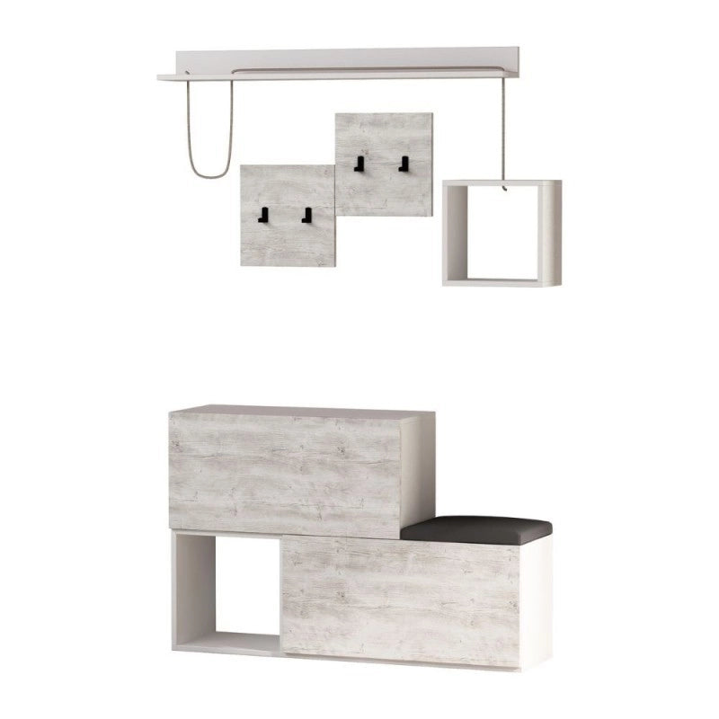 (2c) Mobile ingresso scarpiera bianco vintage Holdon 120x36,5x87,5